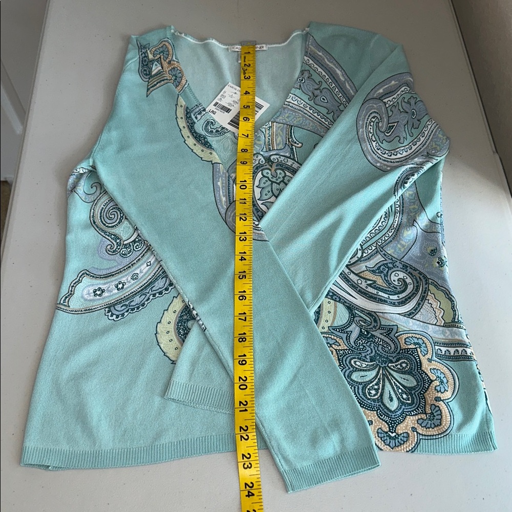 NWT Casual Corner Mint Paisley Sweater Size Large. - Picture 5 of 13